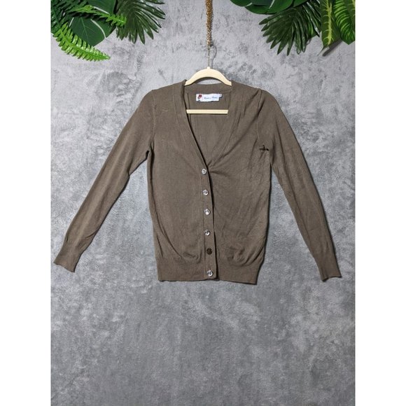 🍑Vintage TWELVE by TWELVE Women Cardigan Sweater Sheer Back Fall Green XS(0-2) - Picture 1 of 12